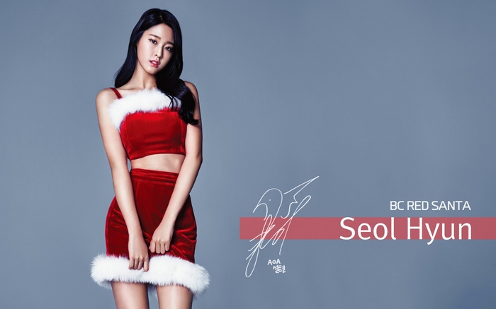 Seolhyun in a red Santa outfit