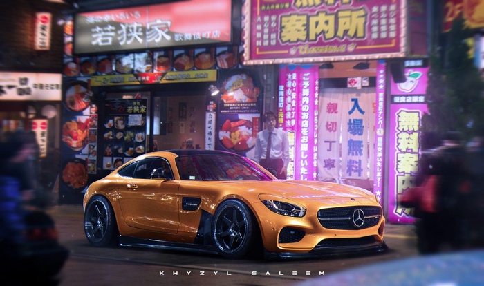 Orange Mercedes-AMG GT in Tokyo