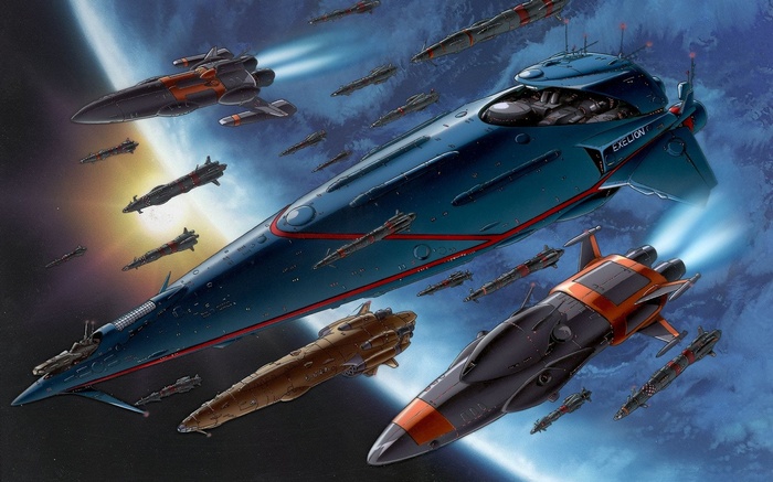 Gunbuster and fleet in space