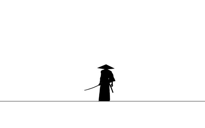 silhouette, minimalism, simple background, katana, Samurai Jack, samurai