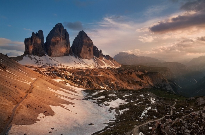Tre Cime di Lavaredo in the Dolomites, Italy