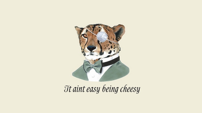 Cheetah wearing a monocle and bowtie