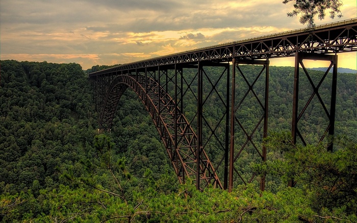 New River Gorge Bridge over a forested gorge