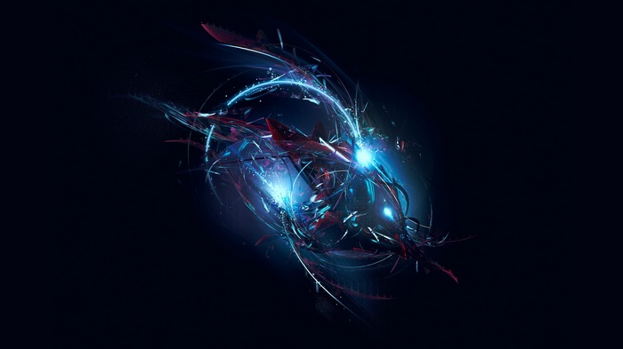 Abstract blue and red light streaks