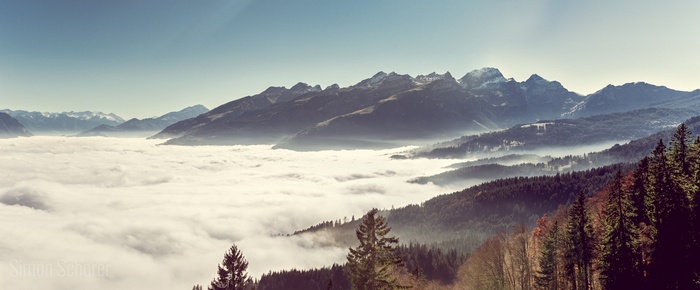 Mountains above a sea of clouds