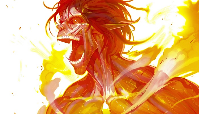 Eren Yeager Attack Titan in flames