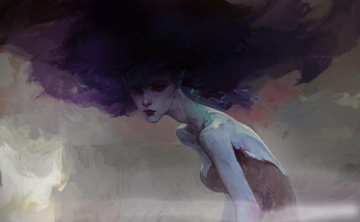 Artwork of a woman with dark hair