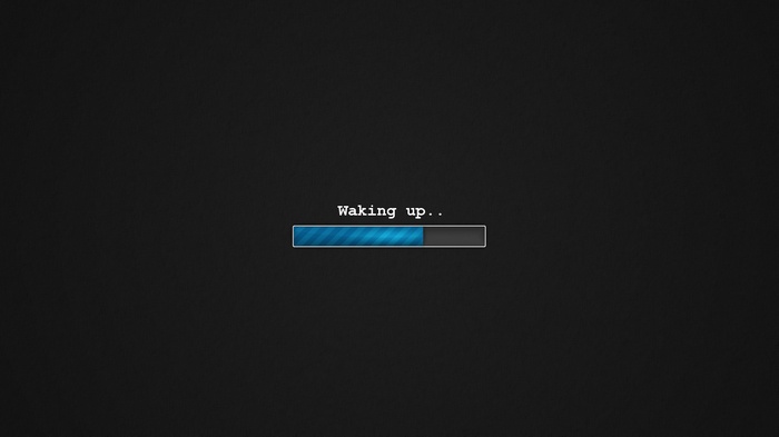 Waking up progress bar with blue stripes