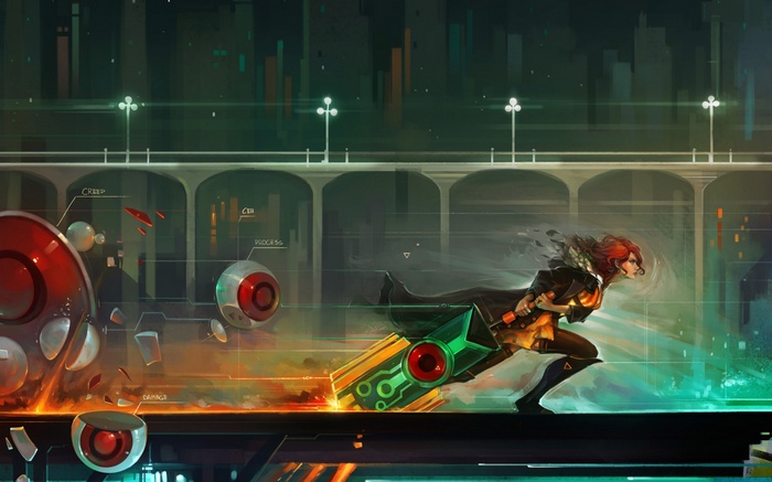 Red from Transistor running with a sword