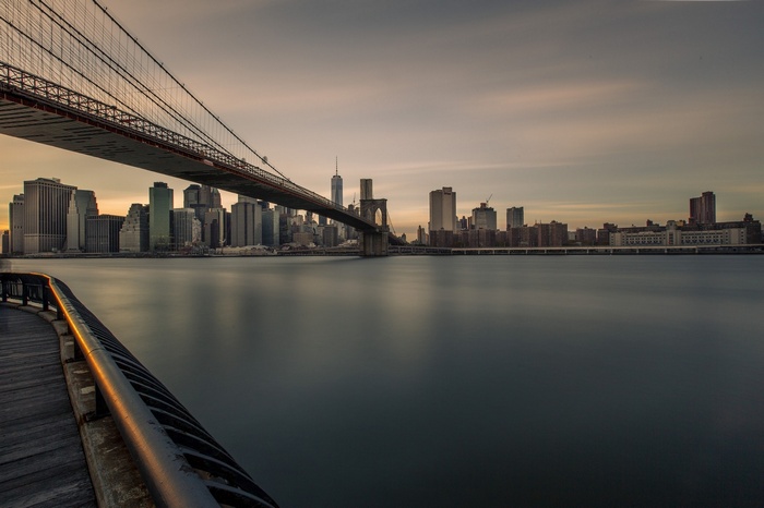 Brooklyn Bridge and Manhattan Skyline at Dusk