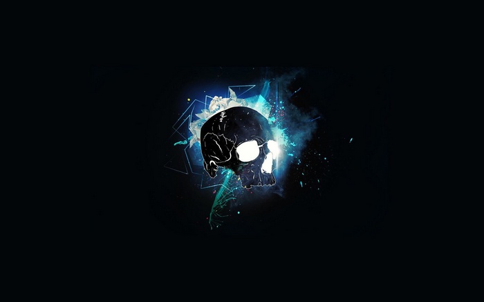 Abstract Skull with Blue and White Elements