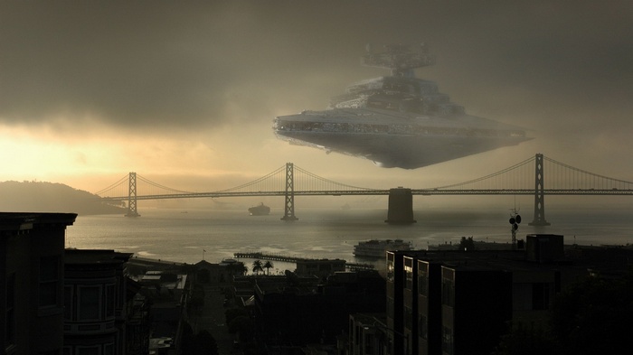 Star Wars Imperial Star Destroyer over San Francisco