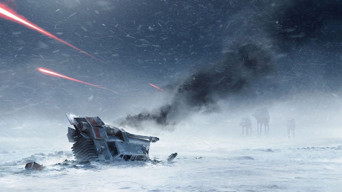 Star Wars Hoth battle with AT-ATs and crashed ship