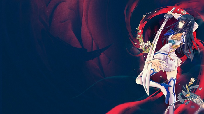 Satsuki Kiryuin with Sword and Red Swirls