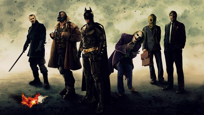Batman, Joker, Bane, and other villains