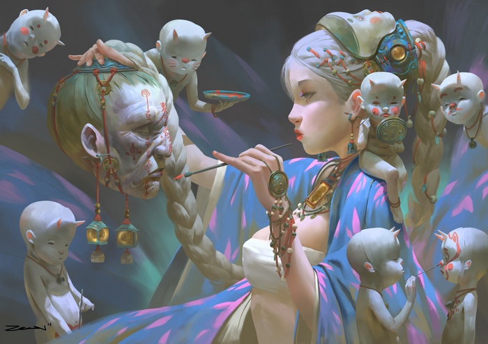 Zeen Chin's digital art of creepy original characters