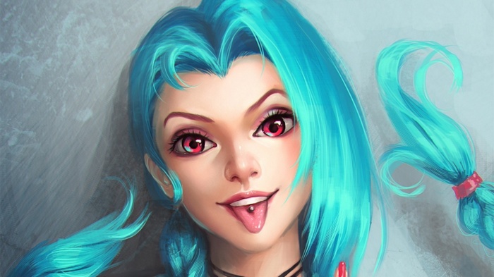 Jinx from League of Legends with blue hair
