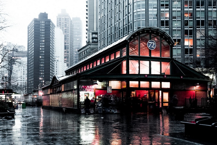 72nd Street Subway Station in New York City on a Rainy Day