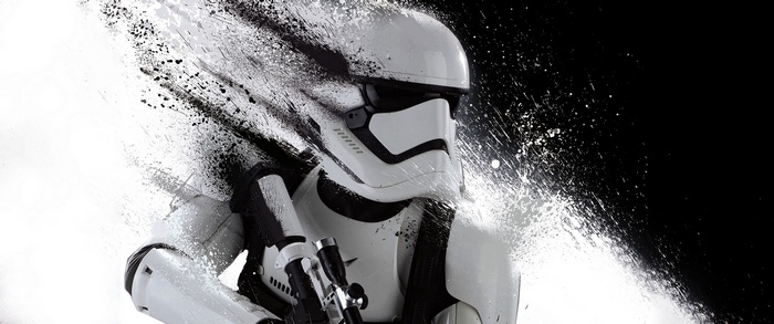 Stormtrooper from Star Wars: The Force Awakens with paint splatter