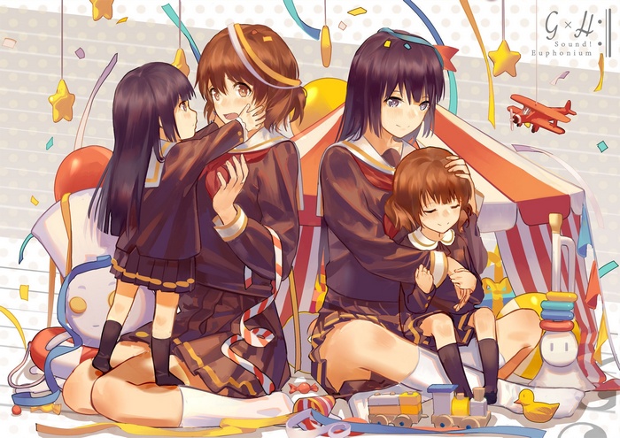 Hibike! Euphonium: Oumae Kumiko and Kousaka Reina with a child