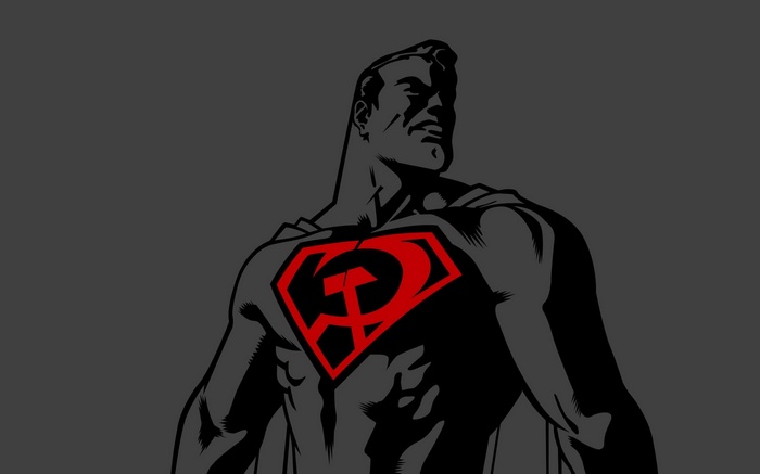 Superman with Soviet Hammer and Sickle Emblem