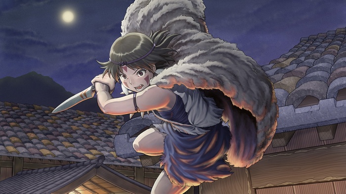 San from Princess Mononoke with a knife