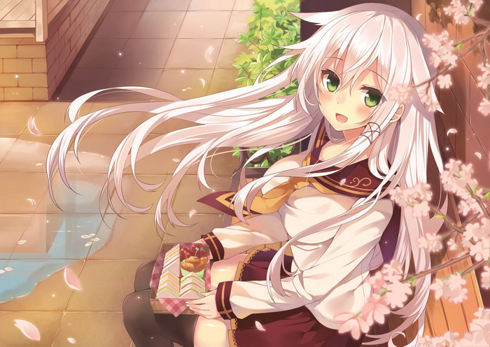 Anceril Sacred girl with cherry blossoms and lunch