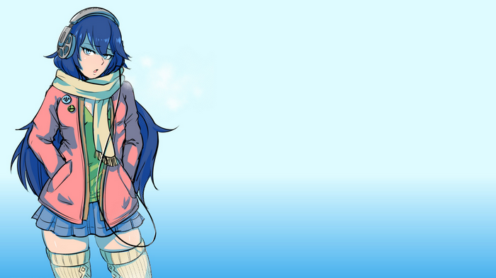 Anime girl with headphones and scarf