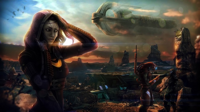 Mass Effect 3 Geth characters on alien planet