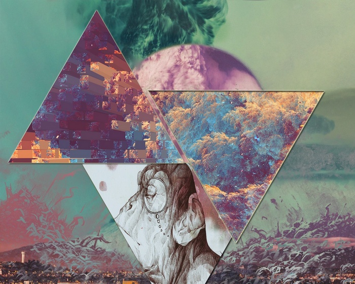 Abstract collage with monkey and cosmic elements