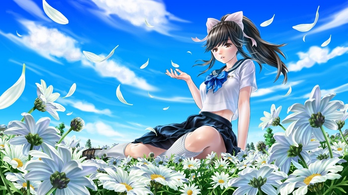 Takane Manaka in a field of flowers