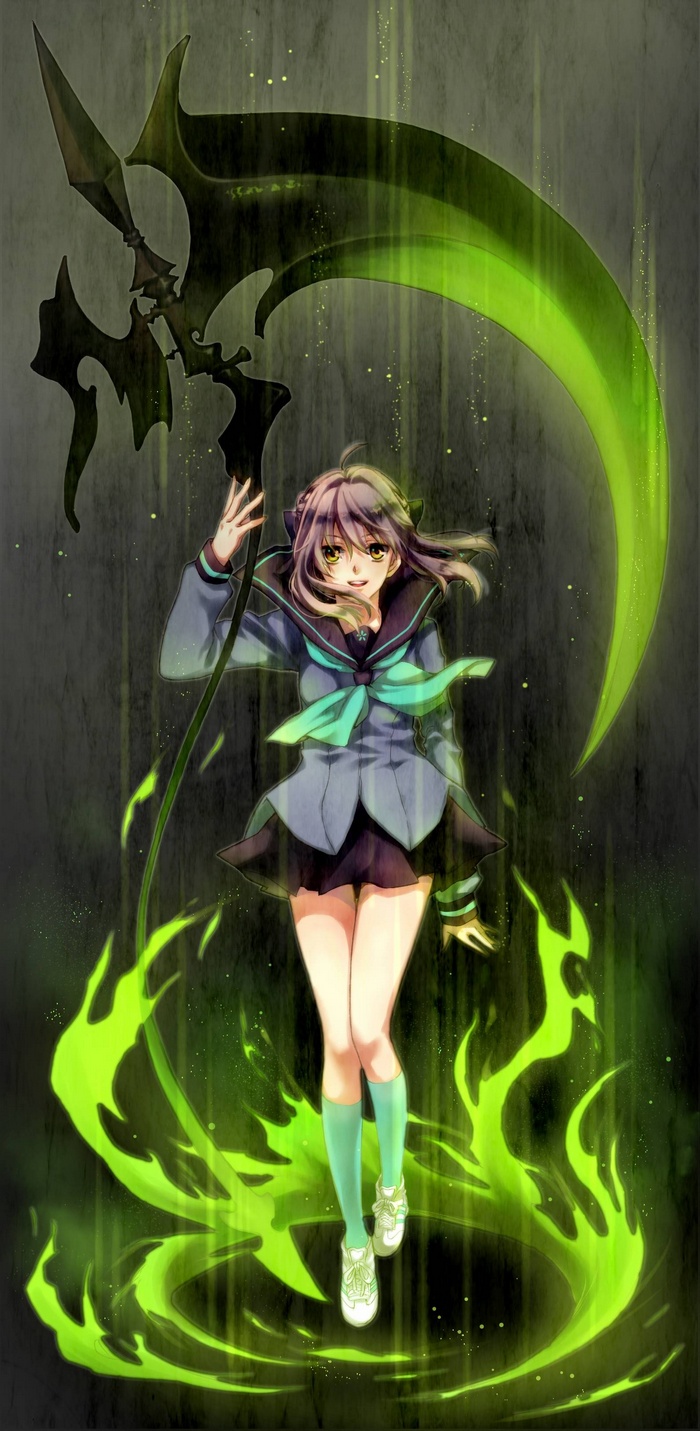 Hiiragi Shinoa from Owari No Seraph with a scythe