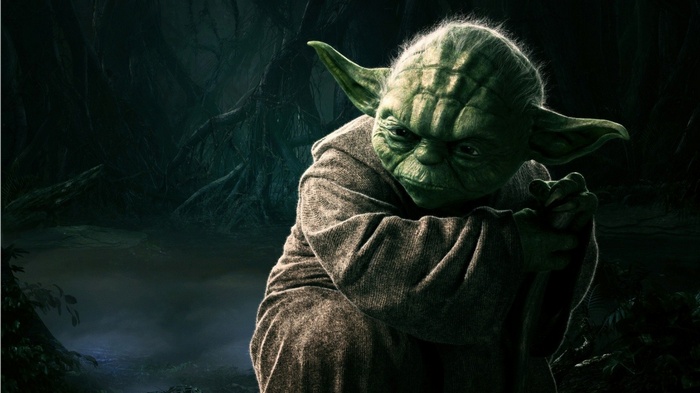 Star Wars Yoda in a dark forest