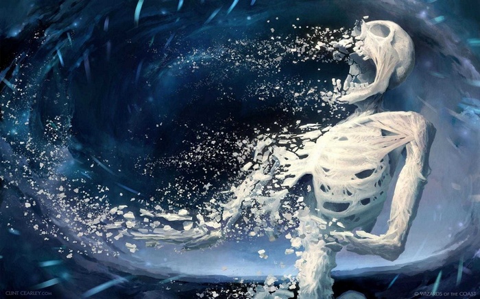 Magic: The Gathering Skeleton Dissolving in Cosmic Vortex