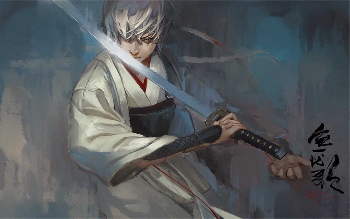 Sakata Gintoki from Gintama holding a sword