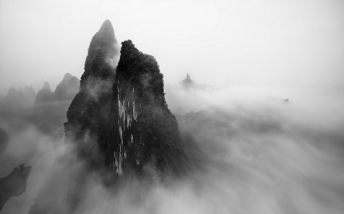 Misty mountains in Guilin, China