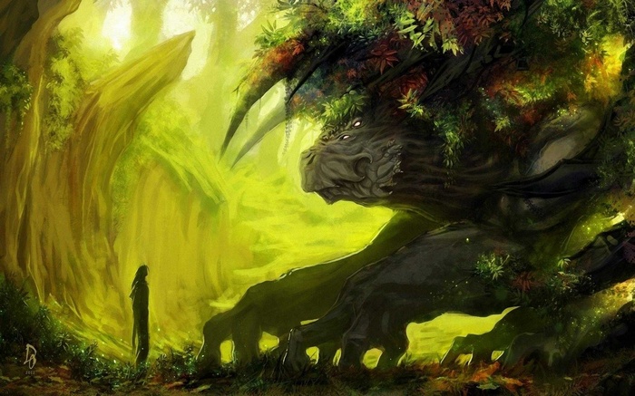 Fantasy creature in a mystical forest