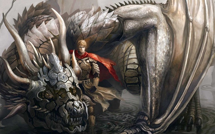 Man in armor with a dragon