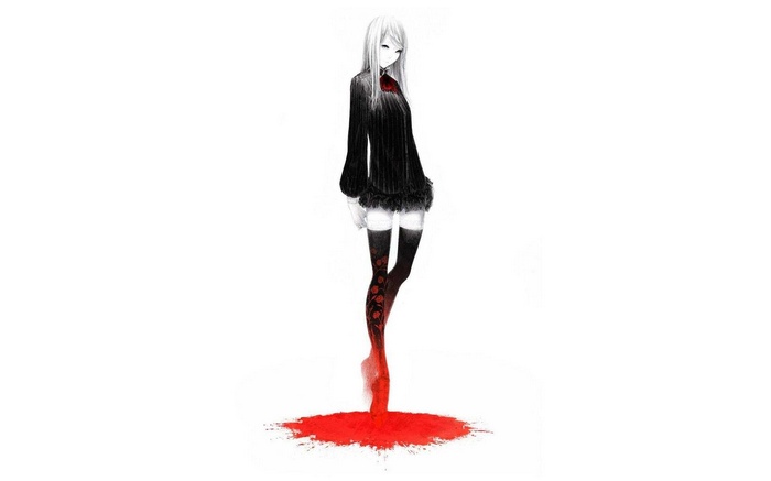 Anime girl with black dress and red accents