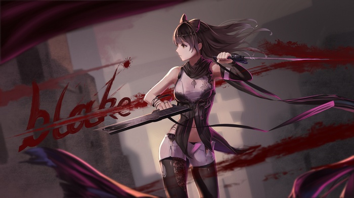 Blake Belladonna, long hair, weapon, RWBY, anime girls, pantyhose ...