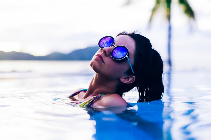 wet hair, women, glasses, wet, women outdoors, sunglasses, model ...