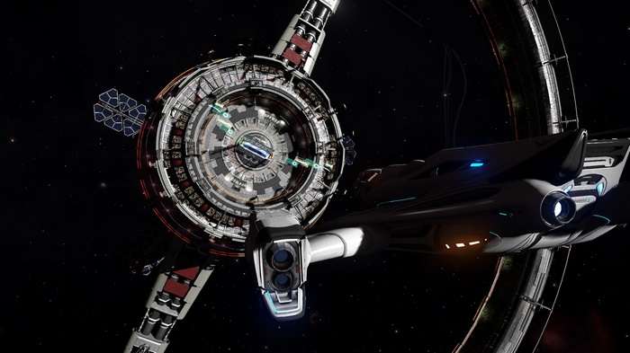 Elite: Dangerous space station and ship