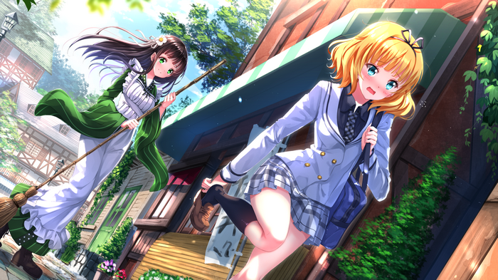 Ujimatsu Chiya and Kirima Sharo in School Uniforms