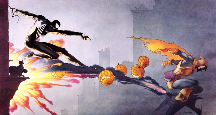 Spider-Man vs. Hobgoblin with Jack-o'-lanterns