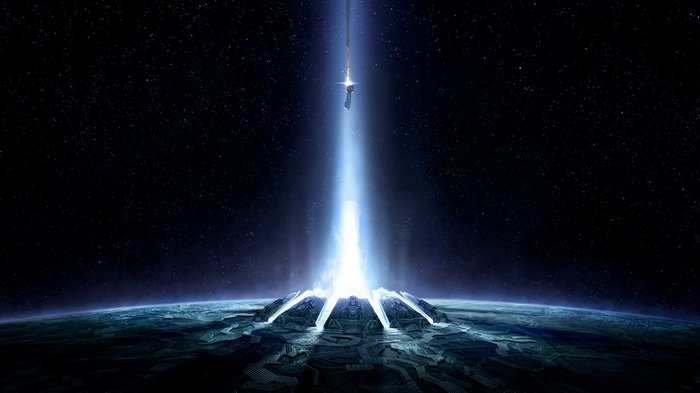 Halo artwork of a spaceship in space