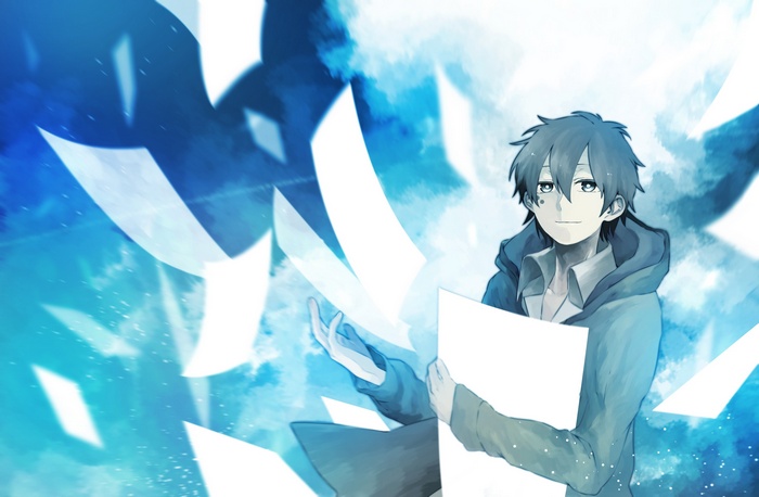 Kokonose Haruka from Kagerou Project holding papers
