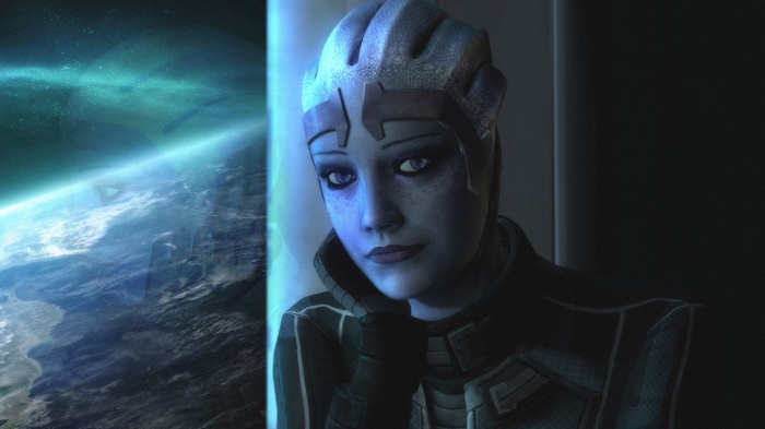 Mass Effect Liara T'Soni looking at Earth