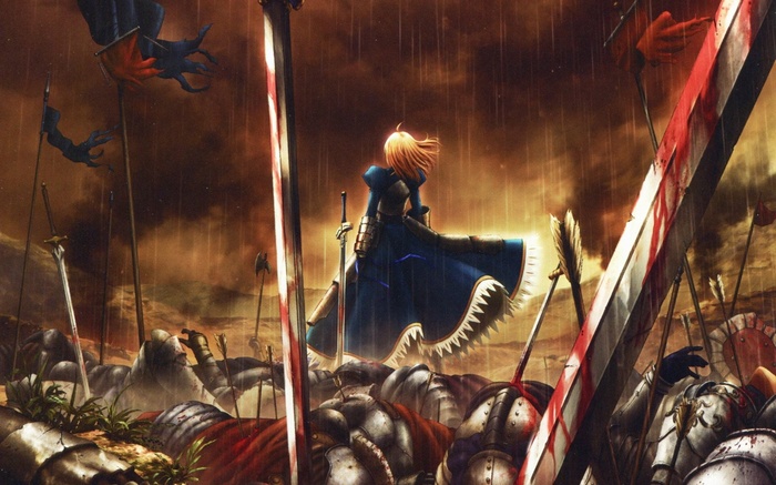 Saber in a battlefield from Fate/Zero