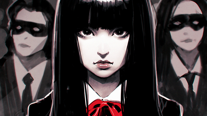 Gogo Yubari and masked figures from Kill Bill fan art