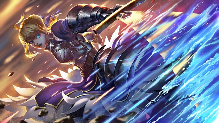 Saber in Armor with Blue Energy Attack